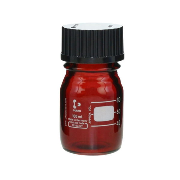 日本SIBATA柴田科學耐熱螺口瓶 棕色帶黑色瓶蓋  017210-1502A