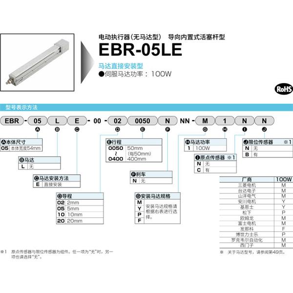CKD喜開理電動執行器（無馬達型）滑塊型EBR-05LE-00-020050NNN-M1NN