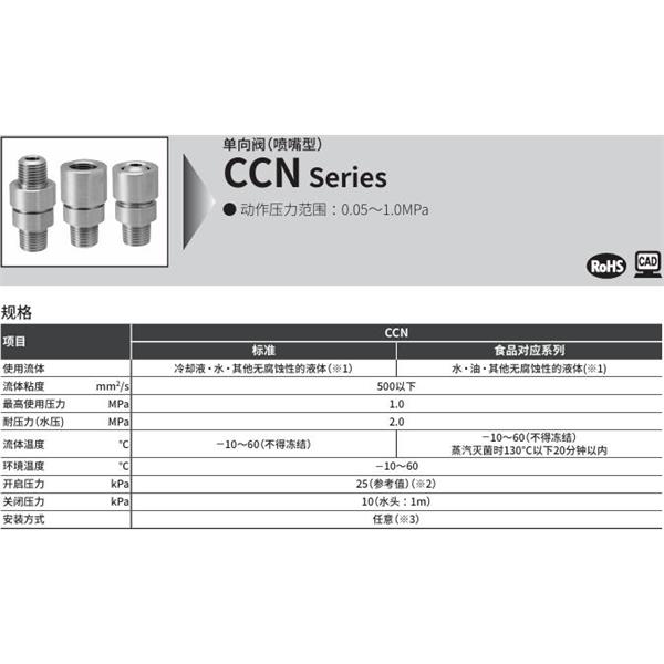 CKD喜開理單向閥（噴嘴型）CCN-08F-A