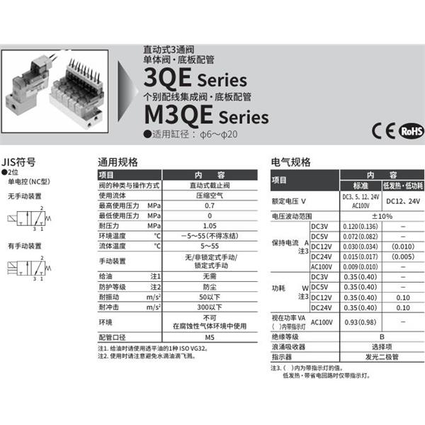 CKD喜開(kāi)理直動(dòng)式3通電磁閥3QE110-M5-M1E2NF-8