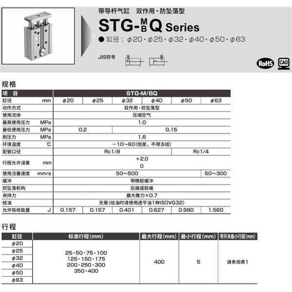 CKD喜開理帶導桿氣缸STG-MQ-32-25-H-T0H-R-M1